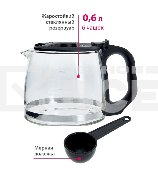 Кофеварка капельная Delta DL-8153 черный, исп. кофе - молотый, 0,6 л, 600 Вт