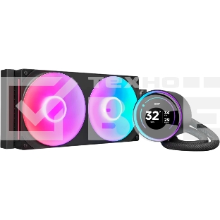 Система жидкостного охлаждения для ПК/Water Cooling System NZXT Kraken Elite 280 RGb (250W, 280мм, LED temp., Black/Fans: 2x140мм, 98.61CFM, 34.5dBA, 2000RPM/Pump height 65мм, 2800RPM, Rad thickness 27мм/S: 1851, 1700, 1200, 115X, AM5, AM4)