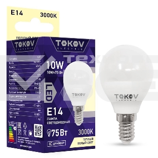 Лампа светодиодная TOKOV ELECTRIC 10Вт G45 3000К Е14 176-264В