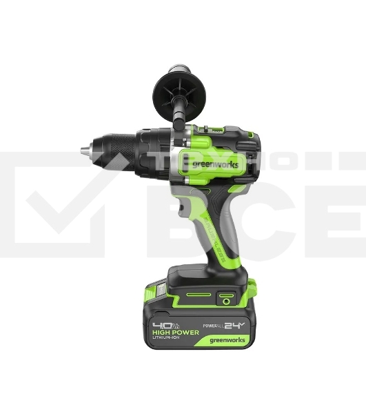 Дрель-шуруповерт аккумуляторная Greenworks GD24DD140 24V, 70/140Нм,Anti-kickback,2х4Ач,ЗУ,кор 3707607CUD