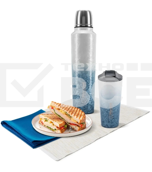 Термокружка для напитков Rondell Nubes RDS-1969 0.6 л. серо-голубой, картонная коробка