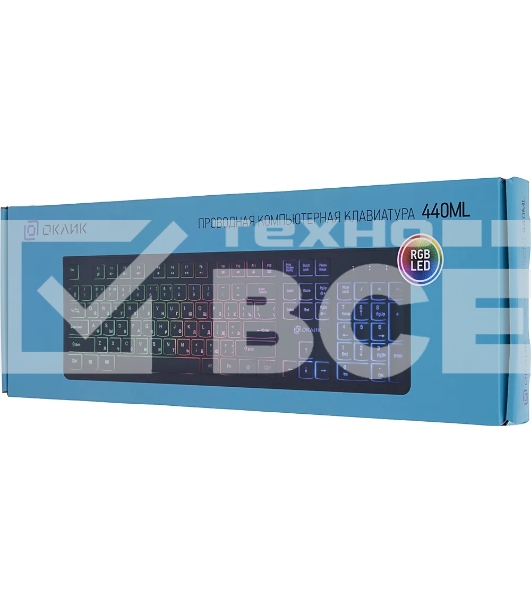 Клавиатура Oklick 440ML черный USB slim LED