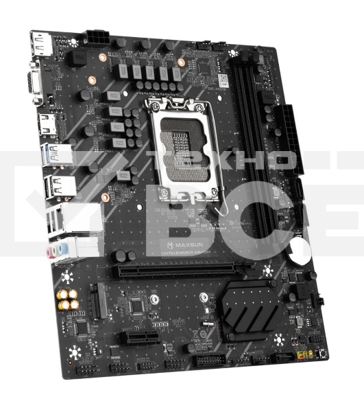 Материнская плата Maxsun Maxsun H610M, LGA 1700, Intel H610, 2xDDR4, 1xM.2, 3xSATA, 1xPCIe 4.0 x16, 1xPCIe x1, 1xHDMI, 1xDP, 1xVGA, 1x 1Gb LAN, 4xUSB 2.0, 2xUSB 3.2 Gen 1, 5.1, mATX