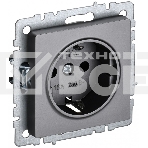 Розетка 1-местная IEK BRITE 16А РС11-1-0-БрС с заземлением, без защитных шторок, 16А, сталь, фото 1