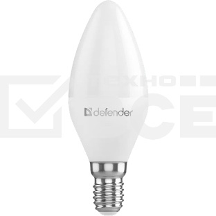 Лампочка светодиодная Defender C37-10W-830-E14 свеча, 3000 К, теплый белый, 1 шт.