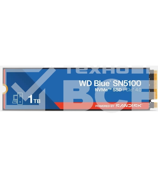 Накопитель SSD M.2 2280 1TB NVMe PCIE 4.0 x4 7100/6700 BLUE SN5100 WDS100T5B0E WDC