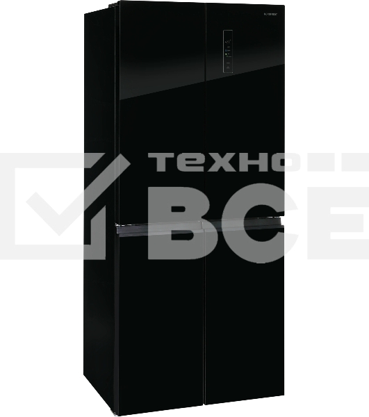 Холодильник Nordfrost RFQ 450 NFGb черное стекло многокамерный 270/135л морозилка сбоку, No Frost, Side by Side