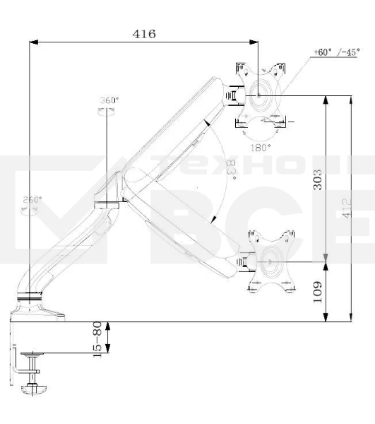 Кронштейн для мониторов ЖК Buro M1 черный 15