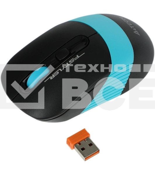 Мышь беспроводная A4Tech Fstyler FG10 черный/синий, 2000 dpi, радиоканал, USB, кнопки - 4