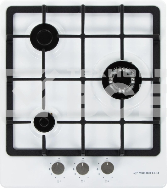 Газовая варочная панель Maunfeld EGHE.43.33CW/G, 3 конфорки, эмалированная сталь, белый