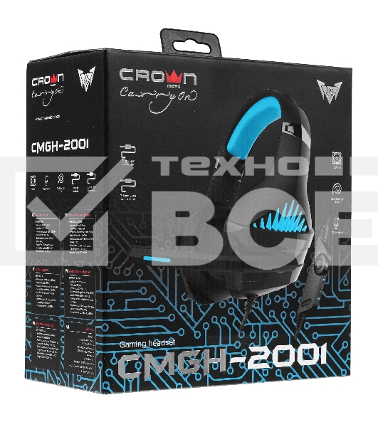 Гарнитура Crown CMGH-2001 чёрный, проводная
