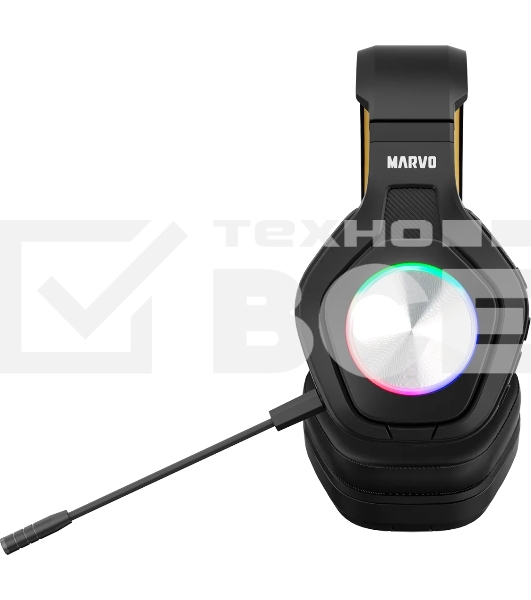 Гарнитура MARVO HG9084W Pulz 80W чёрный, беспроводная + проводная, радиоканал, до 50 ч, подсветка, совместимость с PS5, Xbox
