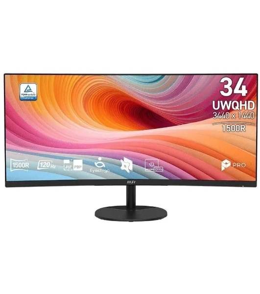 Монитор MSI 34' PRO MP341CQ E12 1500R, 21:9, VA, UWQHD, 1/4ms, 300cd, 120Hz, HDMI, DP, SPK