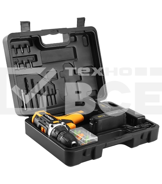 Дрель-шуруповерт аккумуляторная Deko Banger 20V ONE, 20В, 1 АКБ + в кейсе + набор 63 инструмента для дома
