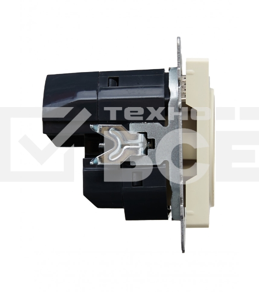 Розетка 1-местная IEK BRITE РЮш11-1-БрКр (BR-R14-16-U22-018-K10) с заземлением, с защитными шторками, 16А, с USB A+C 18 Вт, бежевый