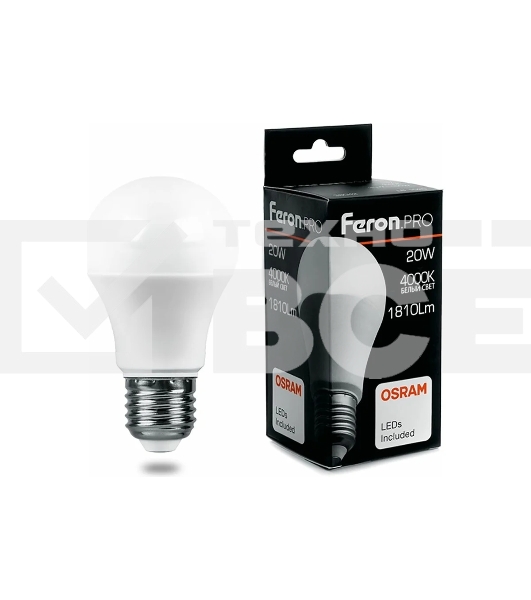 Лампа светодиодная FERON PRO LB-1020 (38042) шар E27 20W 4000K