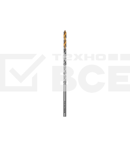 Сверло спиральное по металлу Denzel 4,5 х 126 мм, Р6М5, Golden Tip, удлиненное