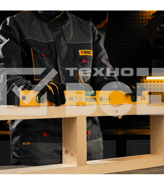 Уровень алюминиевый Denzel магнит., фрезерованный, 3 глазка (1 зеркал.), 0,5 мм/м, 600 мм