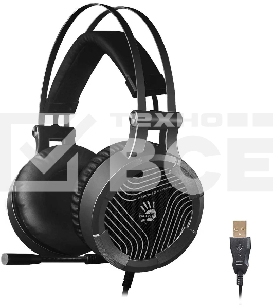 Гарнитура проводная с микрофоном A4Tech G530 черный/серый 1.8м мониторы оголовье