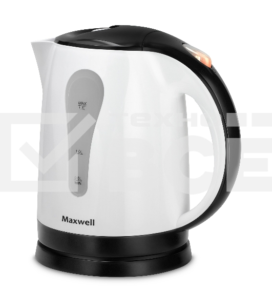 Чайник электрический Maxwell MW-1079 W, 2200Вт, 1.7л, белый/черный
