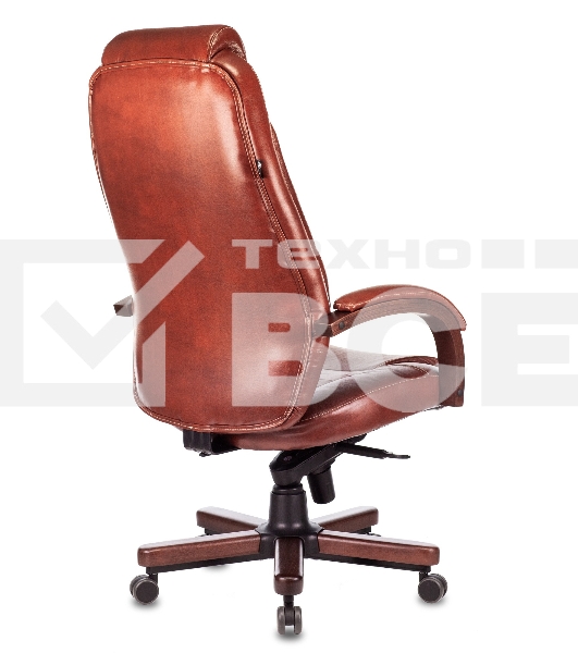 Кресло руководителя Бюрократ T-9923WALNUT светло-коричневый Leather Eichel, кожа, крестовина металл/дерево