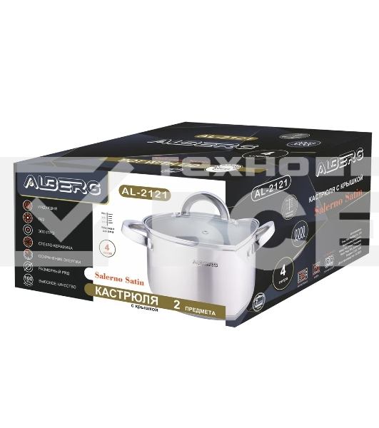 Кастрюля ALBERG AL-2121 с крышкой, 4 л