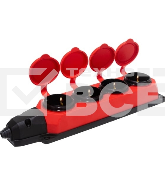 Колодка каучуковая ЭРА с/з 4 гн 16A IP44 красная (7/70/420)