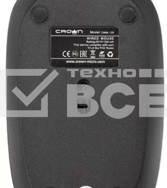 Мышь проводная Crown CMM-128 черный, 1000 dpi, USB, кнопки - 2