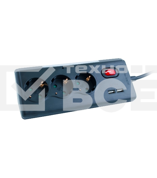 Удлинитель сетевой СТАРТ S 3x1 ZDV 2USB-- 12, 3 розетки, до 16А, 2xUSB, 1.5м, с заземлением, кнопка включения, функцией ночника, защитными шторками от детей, белый