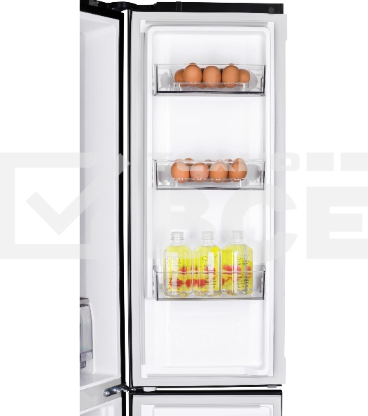 Холодильник Nordfrost RFQ 450 NFGb черное стекло многокамерный 270/135л морозилка сбоку, No Frost, Side by Side