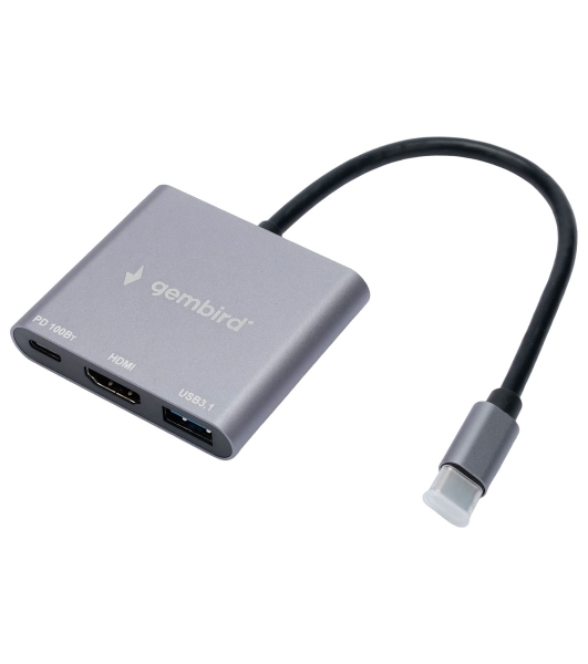Док-станция Gembird UHB-D2, USB Type-C, USB Type-C PD100W, HDMI, USB Type-C