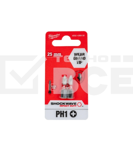 Бита Milwaukee Shockwave PH1 25мм 2шт (4932430850)
