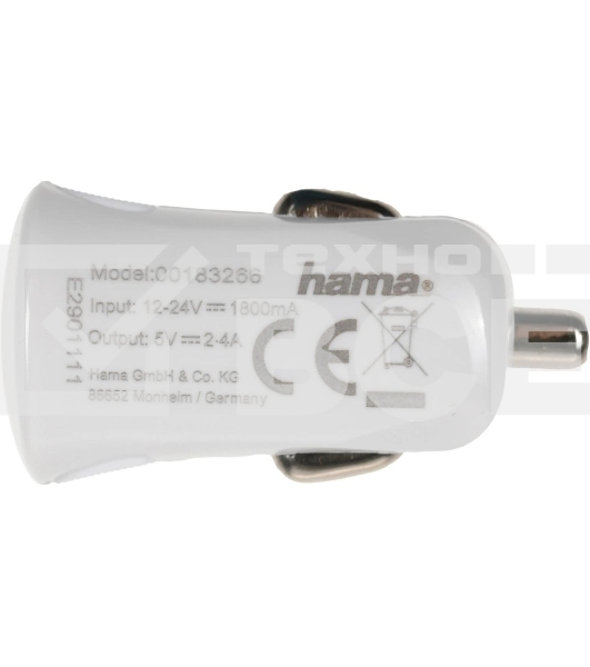 Комплект зарядное устройство Hama H-183266 2.4A для Apple кабель Apple Lightning белый