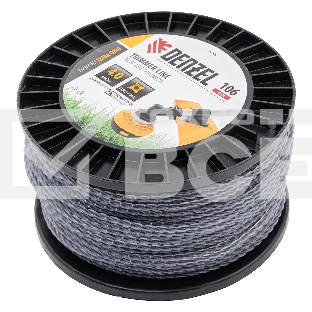 Леска для триммера Denzel двухкомпонентная витой квадрат, 4,0мм х 106м, на DIN катушке EXTRA CORD