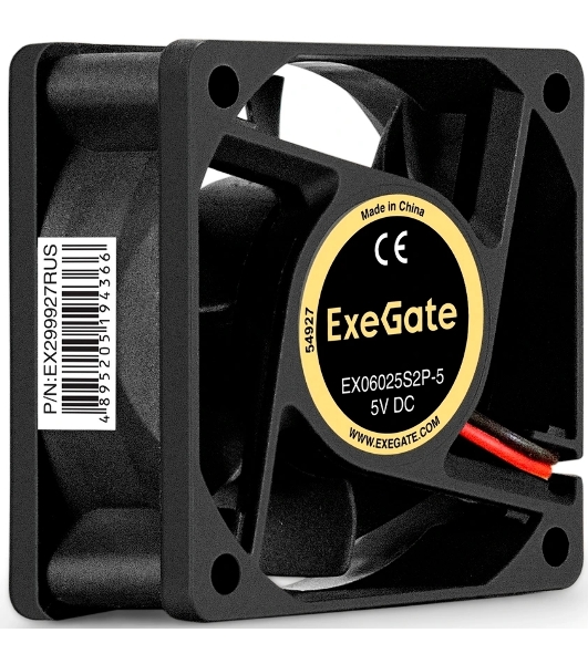 Вентилятор корпусной ExeGate EX06025S2P-5, 60 мм, 3500 об/мин, 25 дБ, 2-pin, без подсветки