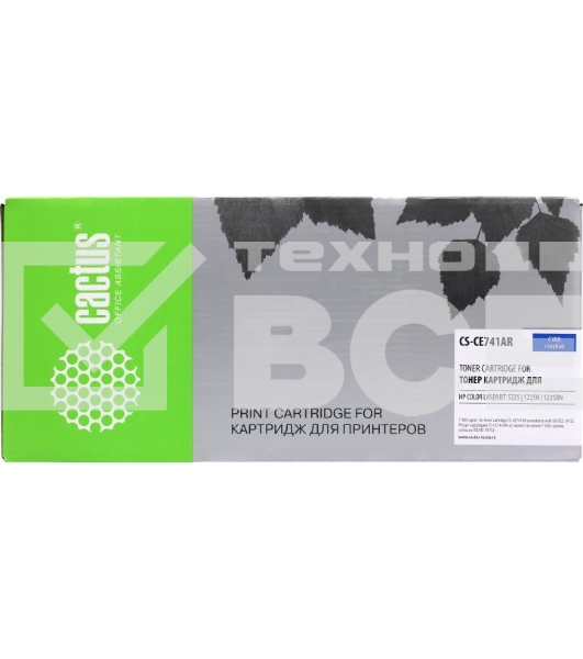 Картридж лазерный Cactus CS-CE741A голубой (7300 стр.) для HP CLJ CP5220/CP5221/CP5223/CP5225/CP5227/CP5229