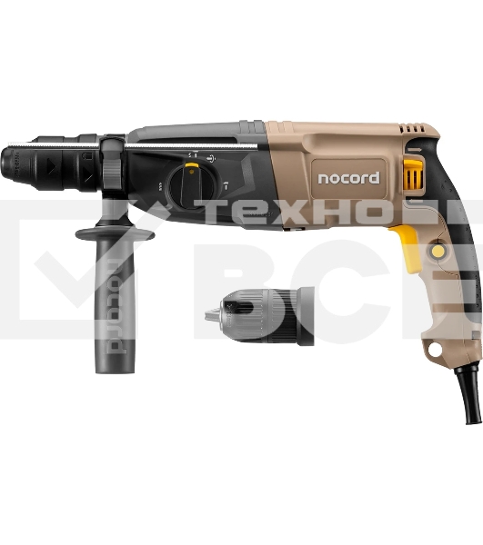 Перфоратор Nocord NHD-800.30.2, 800 Вт, 3.0 Дж, 3 режима, быстросъ емный патрон SDS+ и кулачковый патрон в комплекте