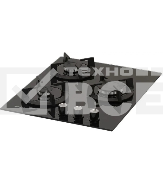 Газовая варочная панель Simfer H45N30B416, 3 конфорки, закаленное стекло, черный