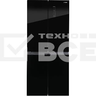 Холодильник Nordfrost RFQ 450 NFGb черное стекло многокамерный 270/135л морозилка сбоку, No Frost, Side by Side