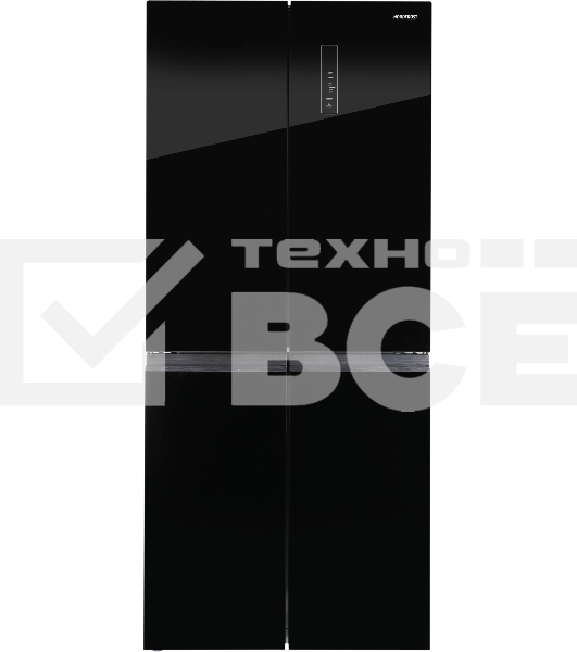 Холодильник Nordfrost RFQ 450 NFGb черное стекло многокамерный 270/135л морозилка сбоку, No Frost, Side by Side