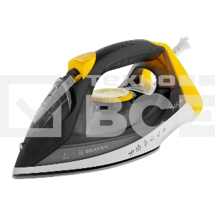 Утюг BRAYER BR4003GY, 2400 Вт, керамическое покрытие, пар 140 г/мин, антикапля, разбрызгивание, 330 мл, самоотчистка