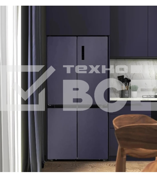 Холодильник  LEX LCD450BmID синий металлик трехкамерный 288/129л морозилка снизу Side-by-Side