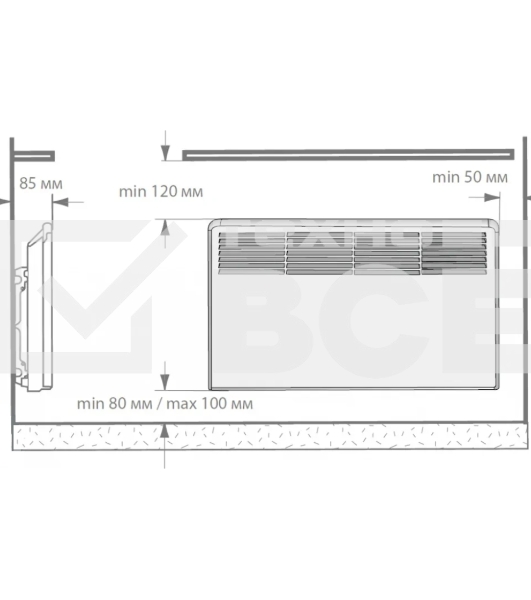 Конвектор ENSTO FinnHeat EPHBM07PR белый, 750 Вт, 12 м2, термостат