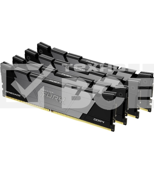 Оперативная память Kingston Fury Renegade, 64GB (4x16GB), DDR4, 3600MHz, CL16, с радиаторами, серый/черный