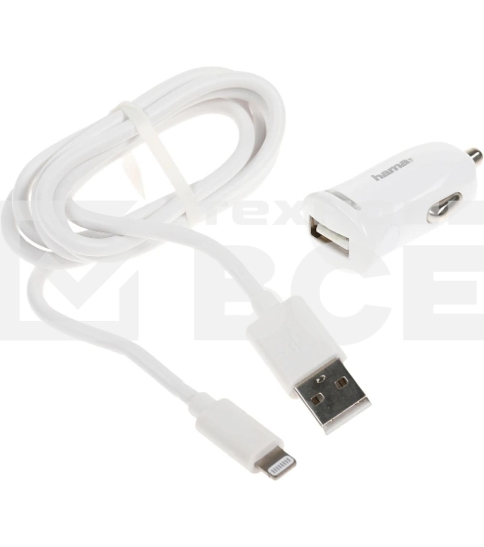 Комплект зарядное устройство Hama H-183266 2.4A для Apple кабель Apple Lightning белый