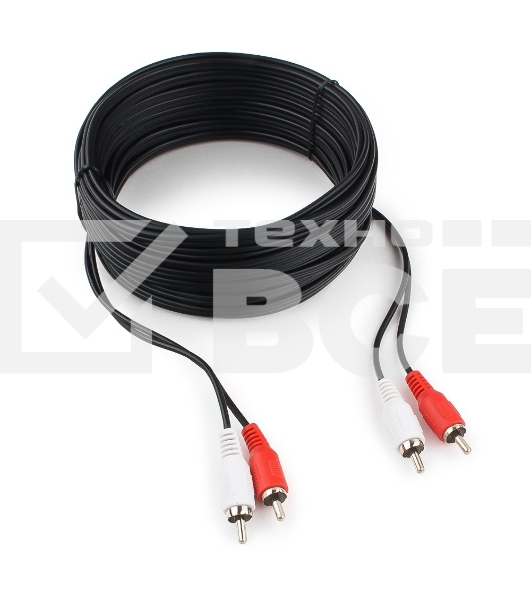 Кабель аудио Cablexpert CCA-2R2R-10M-N, 2xRCA/2xRCA, 10м, черный, пакет