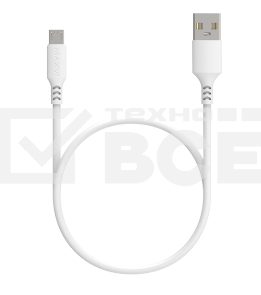 Кабель Maxvi MC-A01 plus white USB-A - microUSB, 2A ток макс. нагрузки 2А, макс. напряжение 5V; стандарт USB 2.0; длина 1.2м, материал PVC, белый