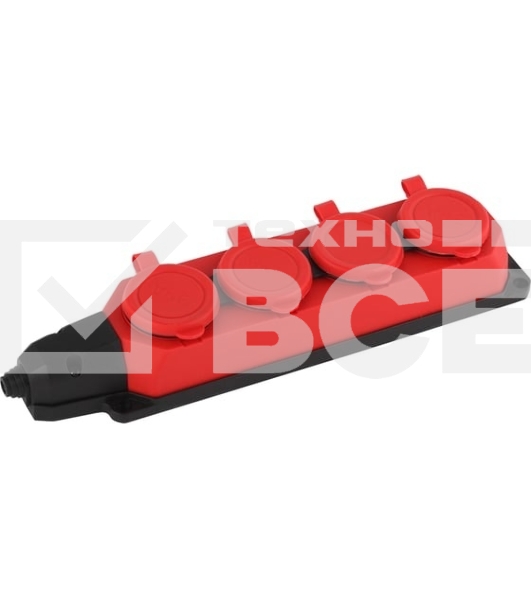 Колодка каучуковая ЭРА с/з 4 гн 16A IP44 красная (7/70/420)