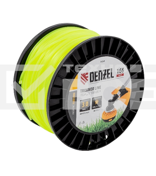 Леска для триммера Denzel звезда, 3,0мм х 166м, на DIN катушке FLEX CORD
