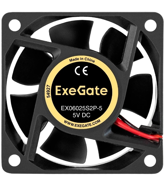 Вентилятор корпусной ExeGate EX06025S2P-5, 60 мм, 3500 об/мин, 25 дБ, 2-pin, без подсветки
